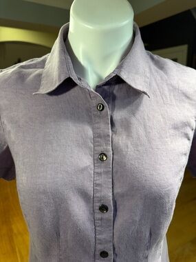 J. Jill Minimalist Linen Button Front Shirt Light Purple Small (VGUC)